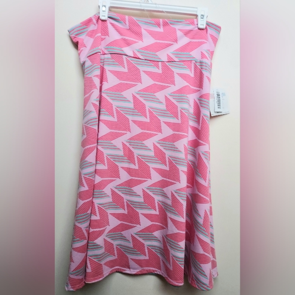 NWT LuLaRoe Azure Pinks & Green Graphic Print A-Line Knee Length - Size 2XL - Picture 2 of 7
